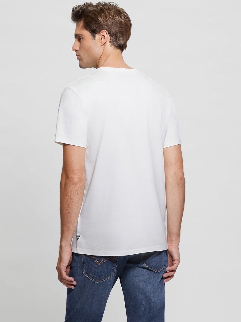 Guess Eco Embroidered Logo Tee - Salt White