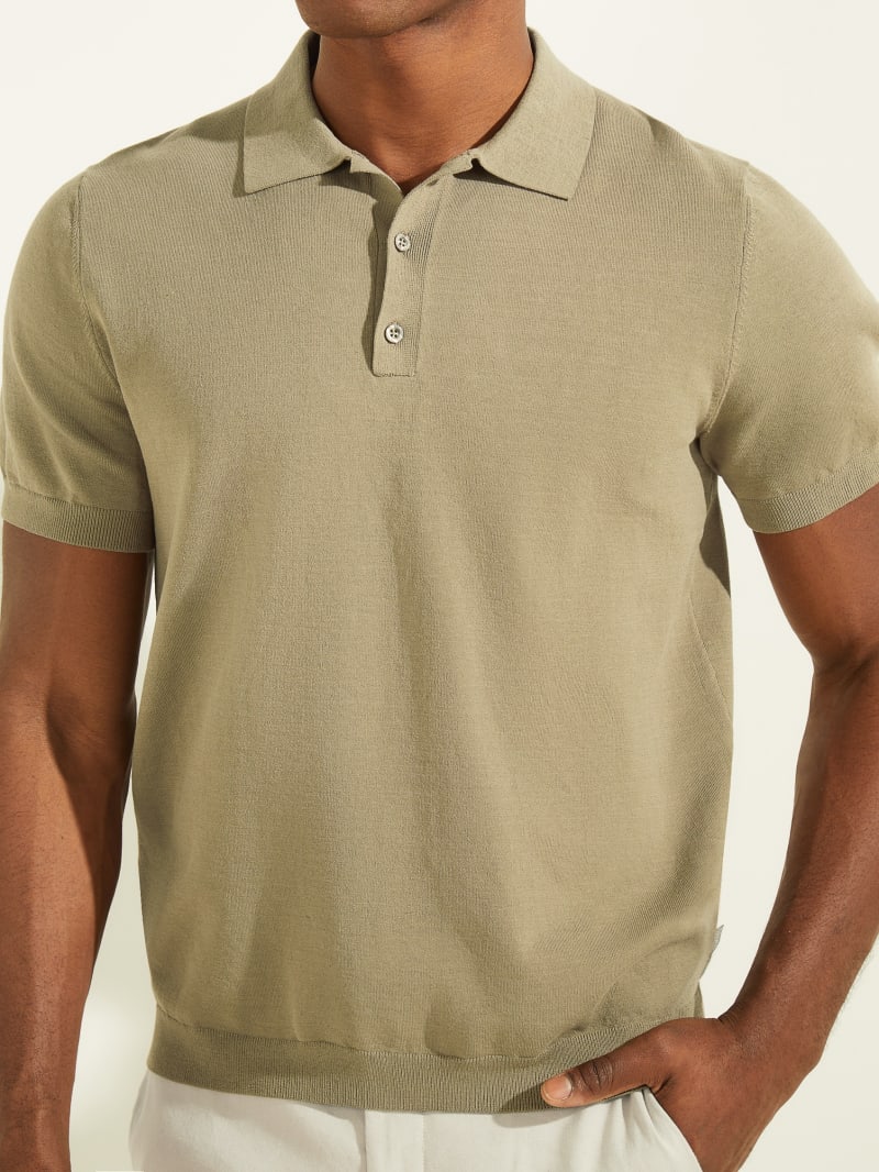 Guess Formal Performance Sweater Polo - Mossy Green