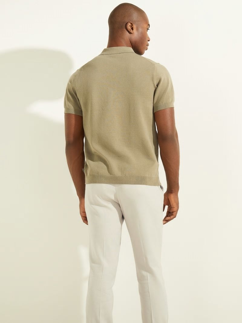 Guess Formal Performance Sweater Polo - Mossy Green