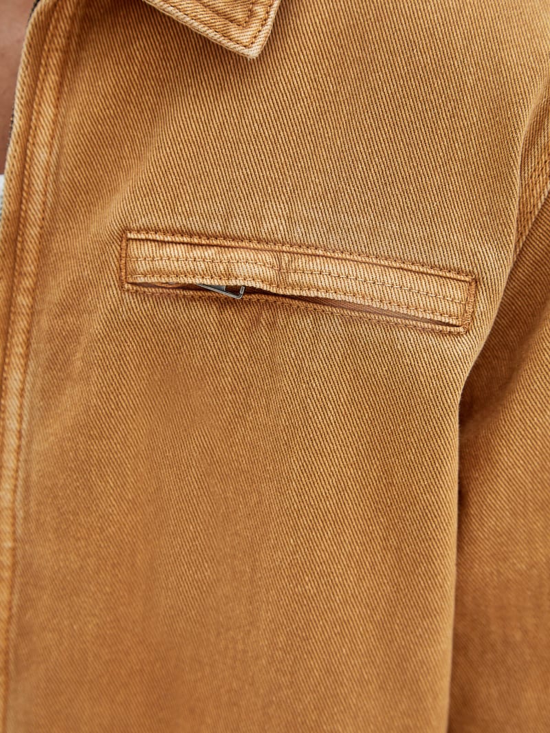 Guess GUESS Originals Aged Denim Work Jacket - Go Vintage Tan Wash