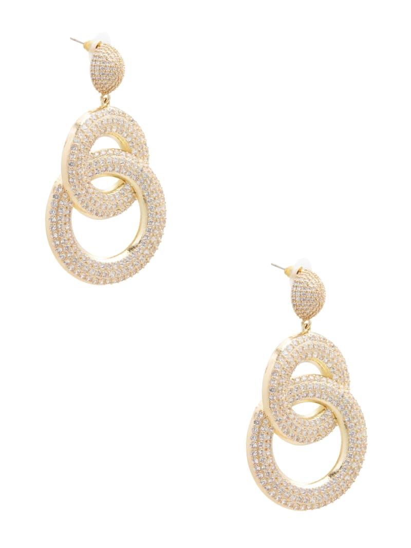 Guess Gold-Tone and CZ Interlocked Doorknocker Earring - Silver/Gold