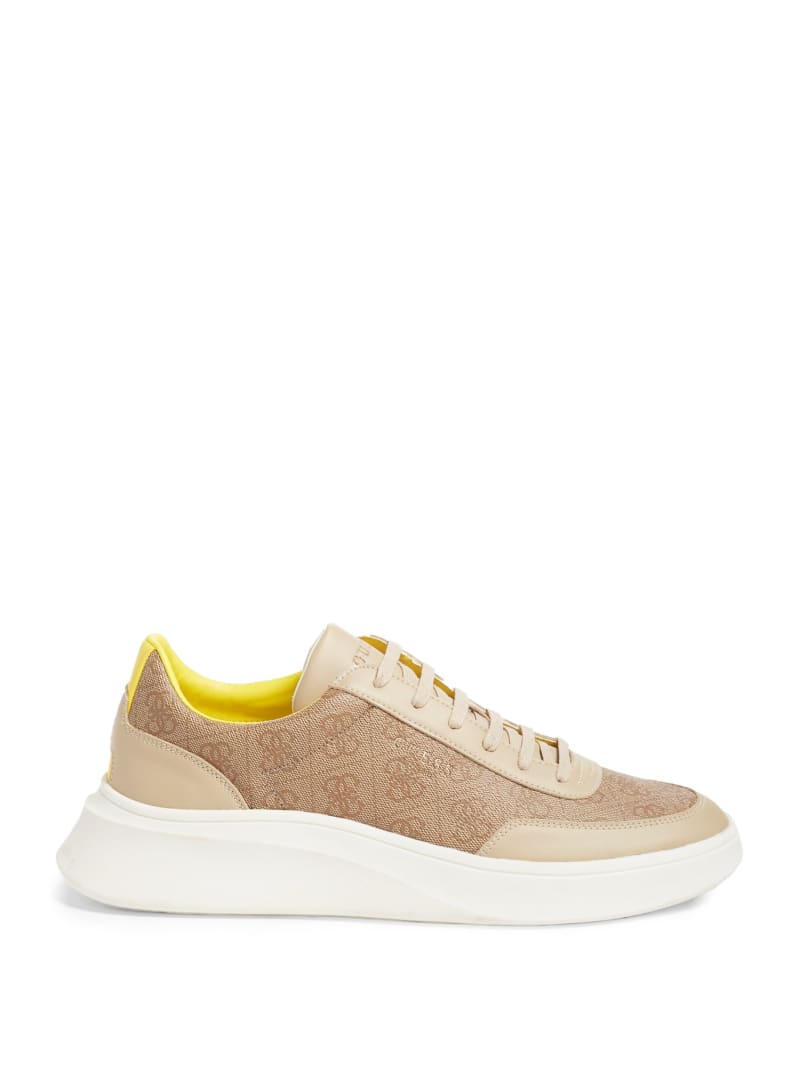 Guess Dolo Logo Low-Top Sneakers - Tan Champagne