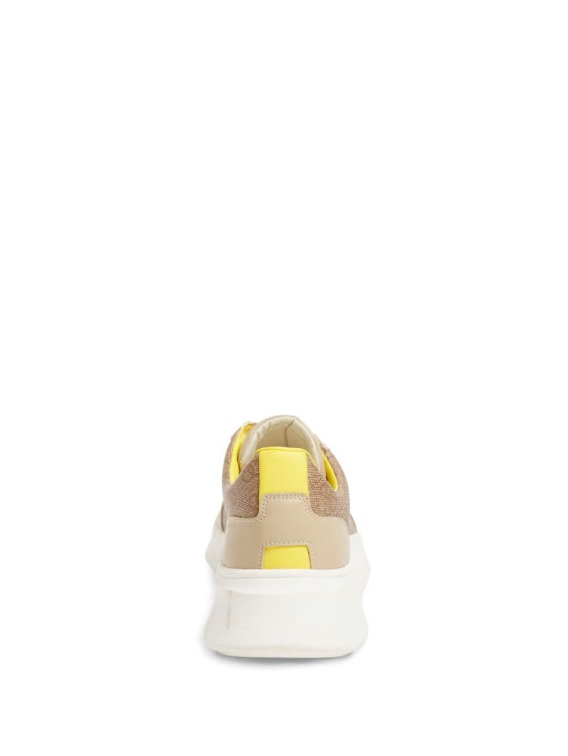 Guess Dolo Logo Low-Top Sneakers - Tan Champagne