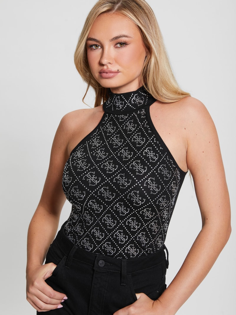 Guess Celeste Rhinestone Tank Top - Black