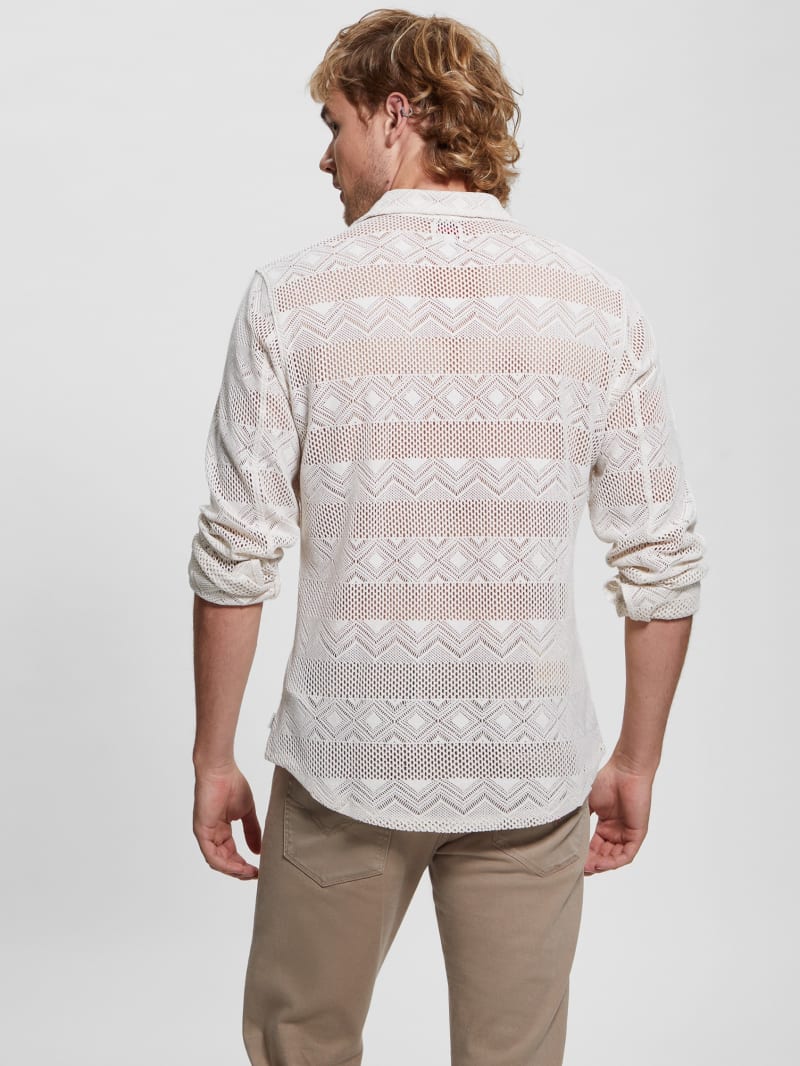 Guess Geo Crochet Shirt - Muted Stone