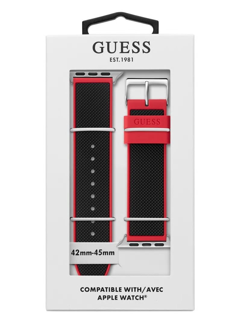 Guess Black and Red Silicone 42-45 mm Band for Apple Watch® - Black & Red Combo