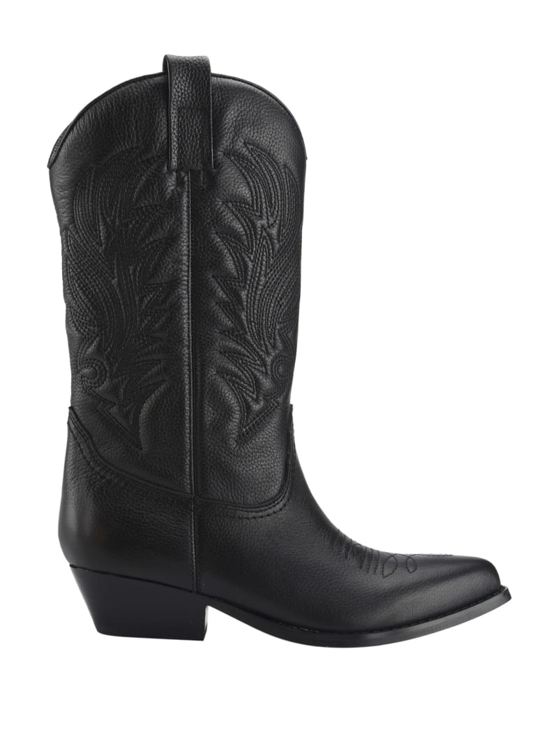Guess Gallen Leather Cowgirl Boots - Black 001