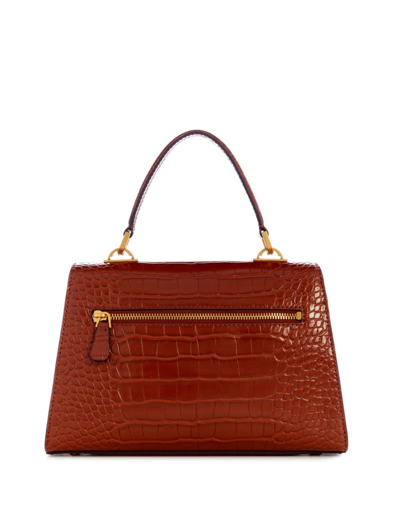 Guess Sestri Crocodile-Embossed Crossbody - Cognac