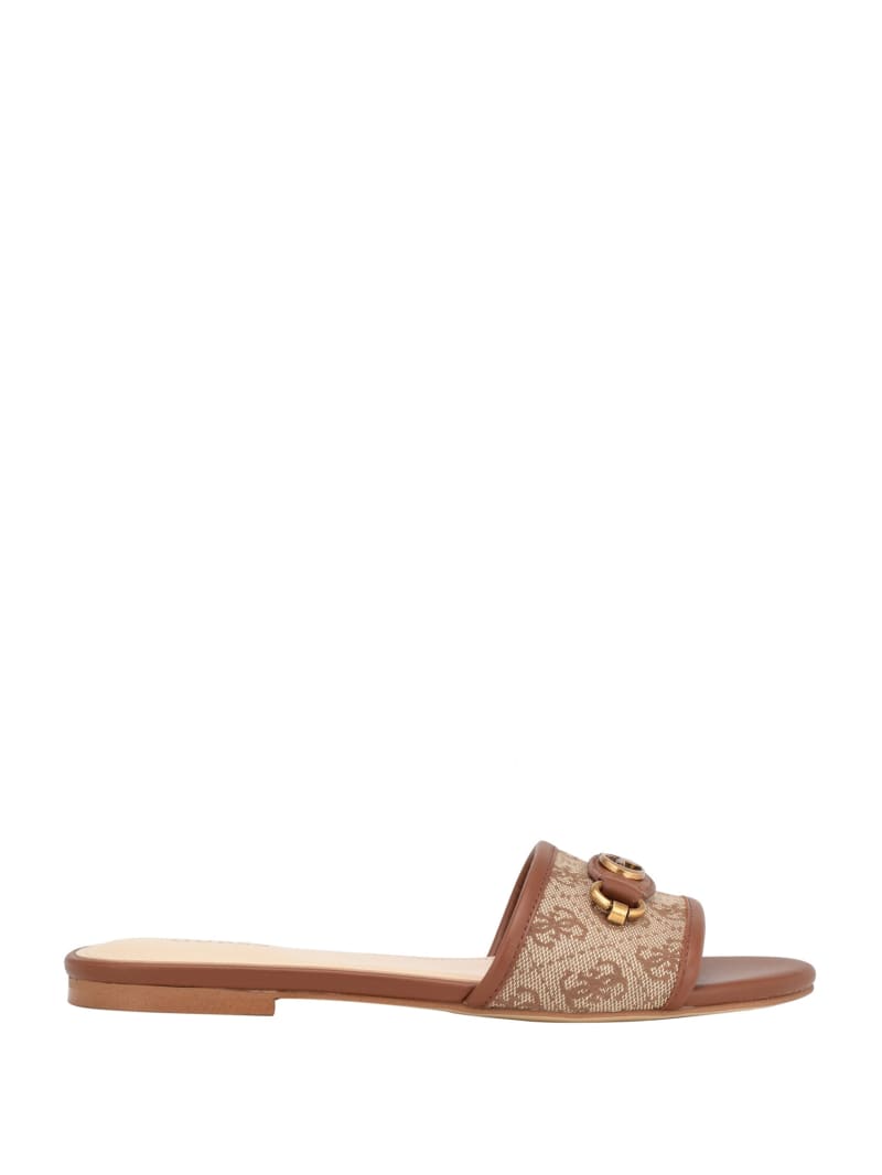 Guess Hammi Logo Slide Sandals - Medium Brown