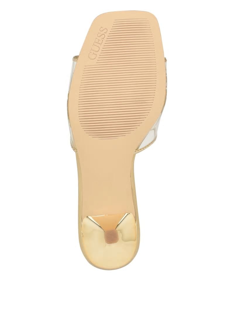 Guess Lusie Triangle Clear Kitten Mules - Gold