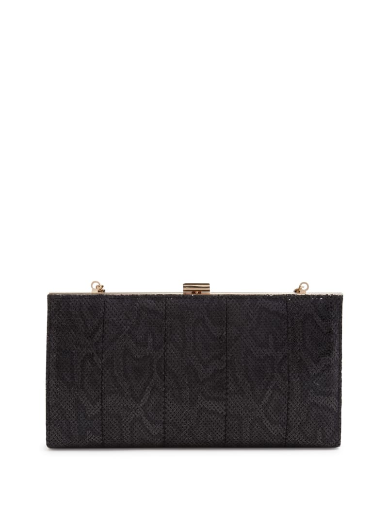 Guess Quinn Floral Python Clutch - Black Floral Print