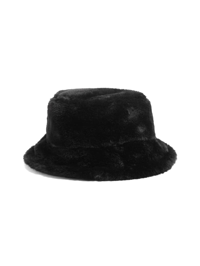 Guess Reversible Faux-Fur Bucket Hat - Black