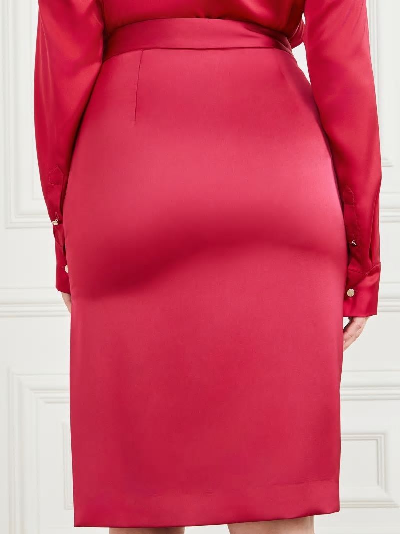 Guess Corsage Solid Pencil Skirt - Viva Pink