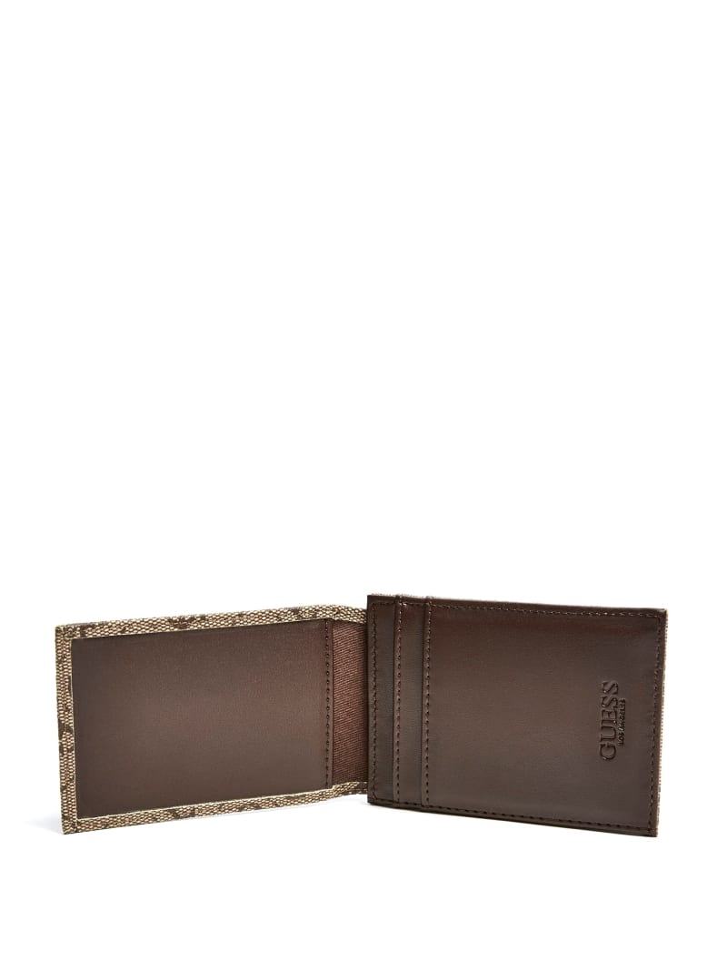 Guess Don Logo-Print Magnetic Card Case - Tan