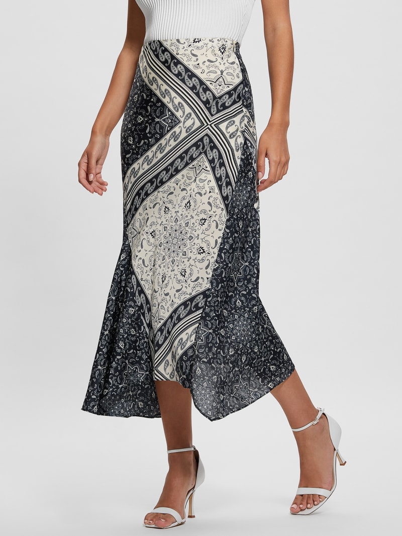 Guess Eco Katrina Printed Skirt - Sashiko Square Bandana