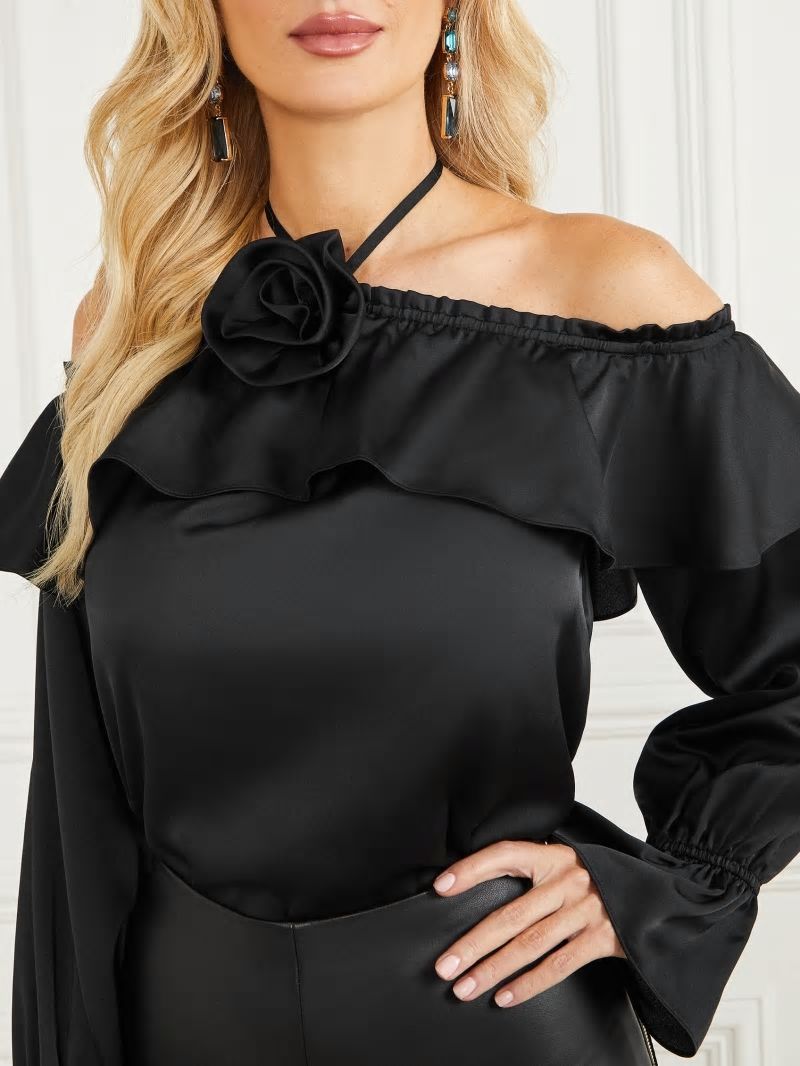 Guess Dixie Satin Blouse - Black