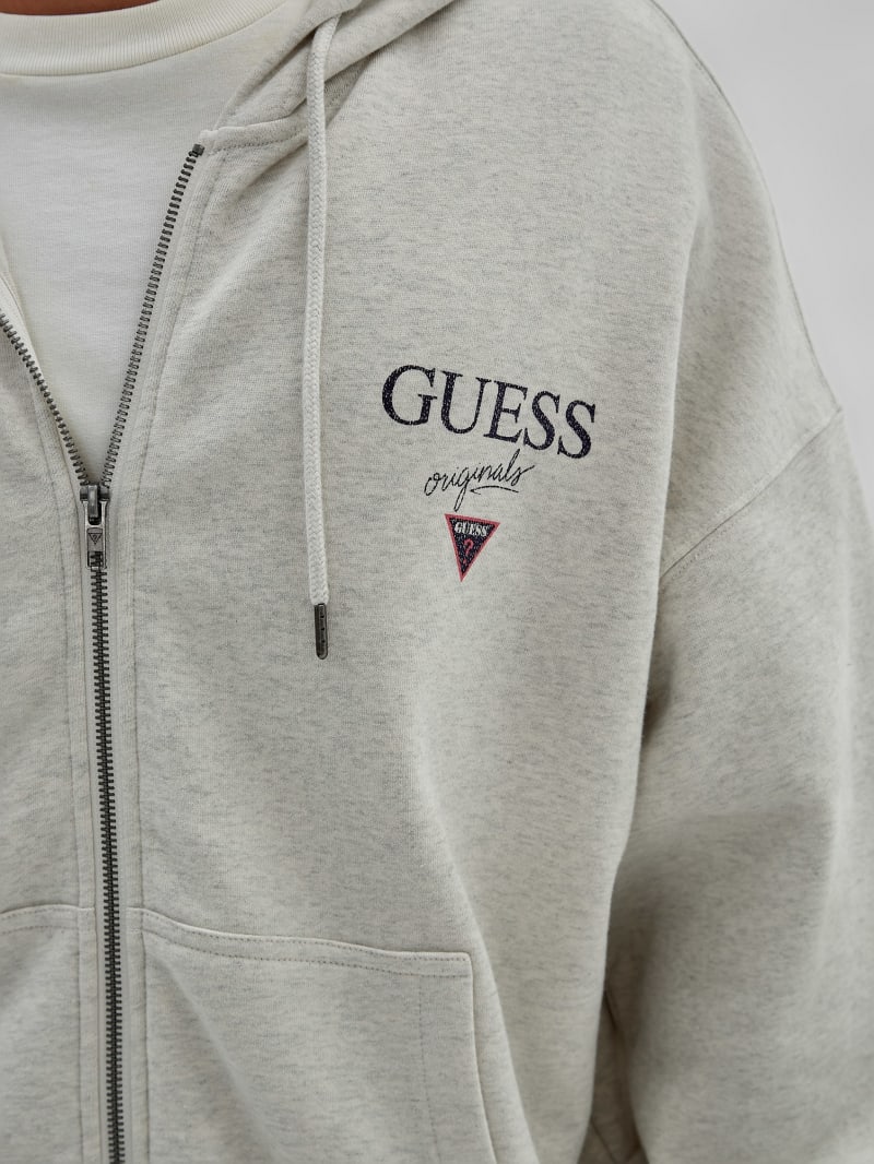 Guess GUESS Originals Heathered Logo Zip Hoodie - Eli Aged Heather