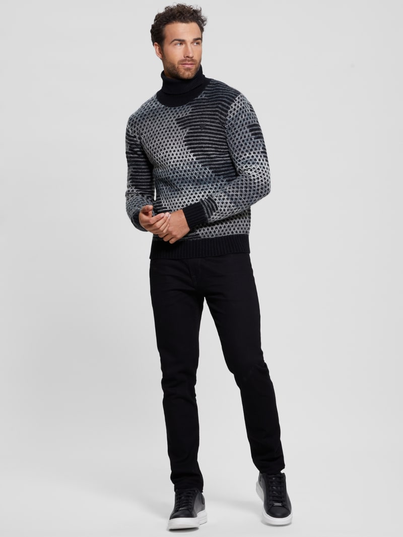 Guess Arthur Turtleneck Stitch Sweater - Black And White Space