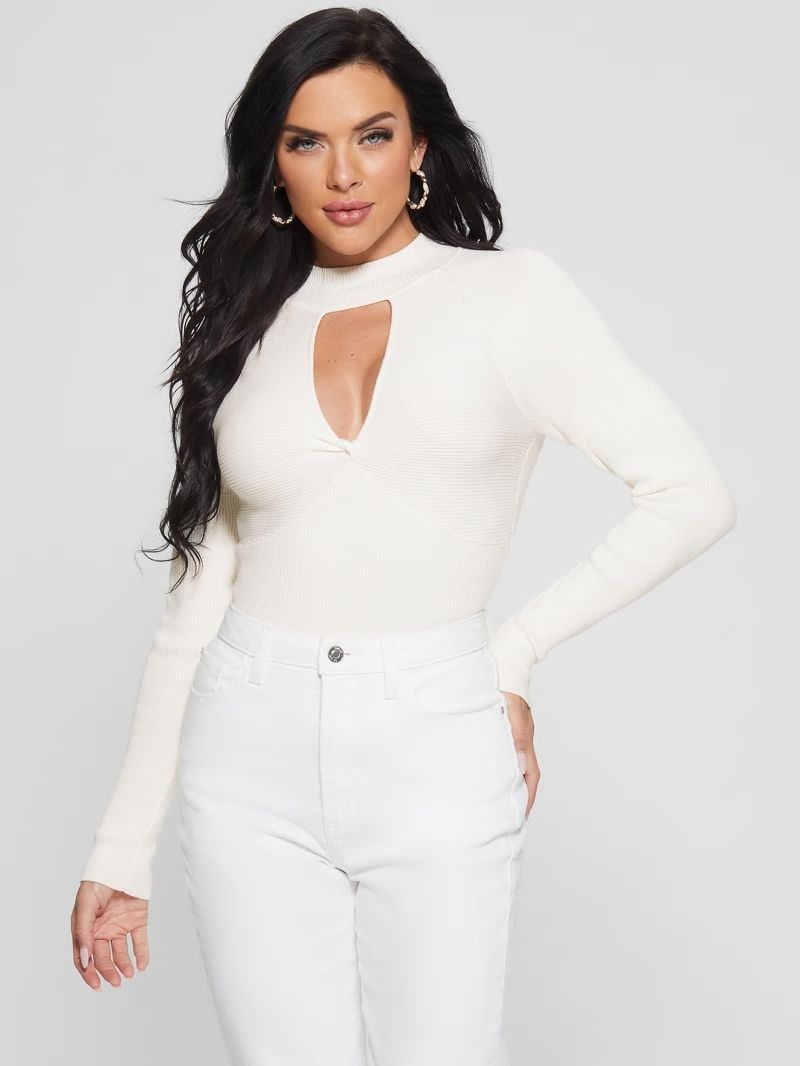 Guess Eco Rubie Cutout Sweater - Cream White