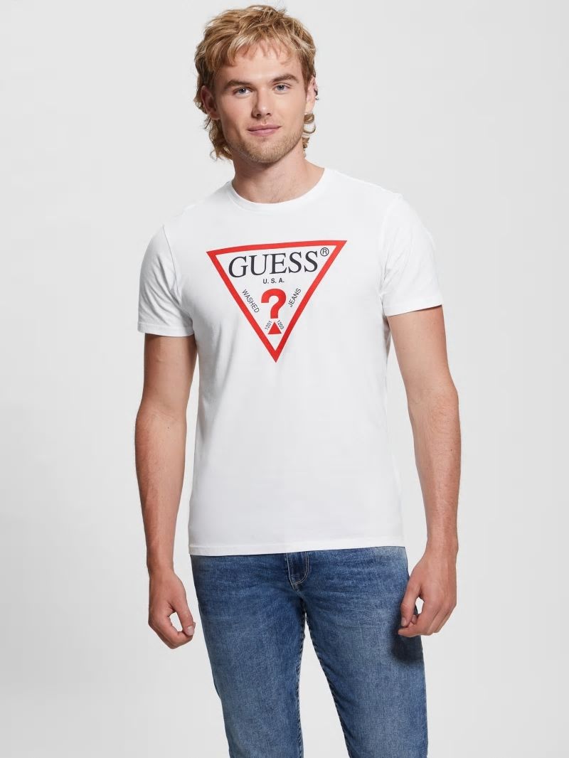 Guess Classic Logo Icon Tee - Pure White