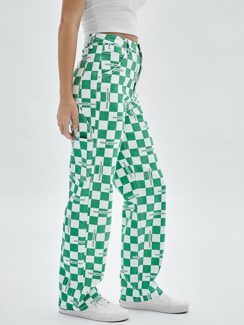 Guess GUESS Originals Checkered Carpenter Jeans - Matcha Green Multi
