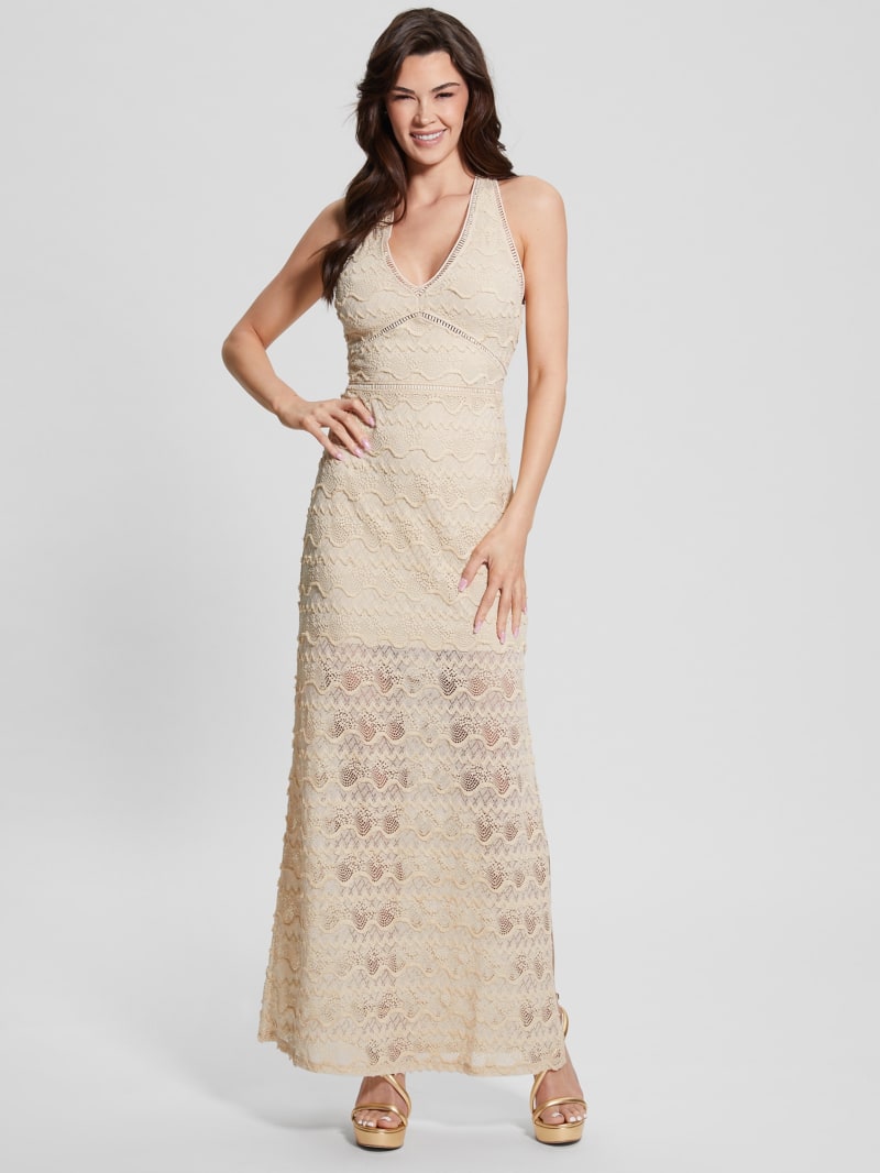 Guess Liza Lace Maxi Dress - Pearl Oyster