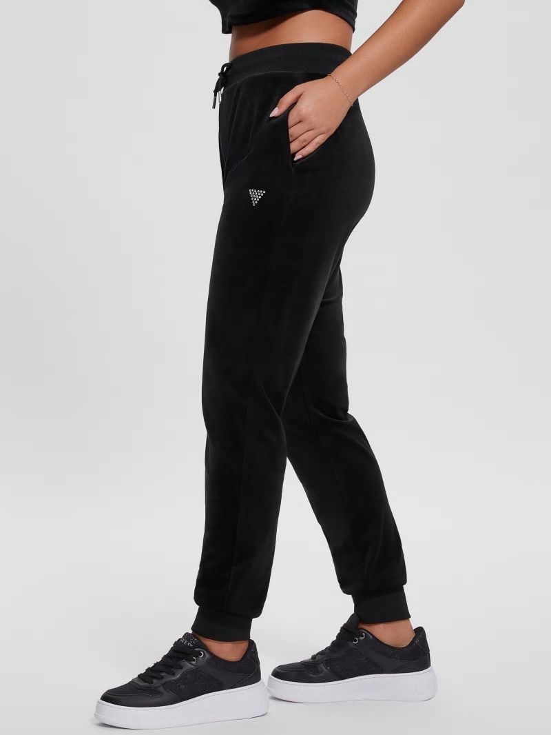 Guess Eco Couture Velvet Joggers - Black