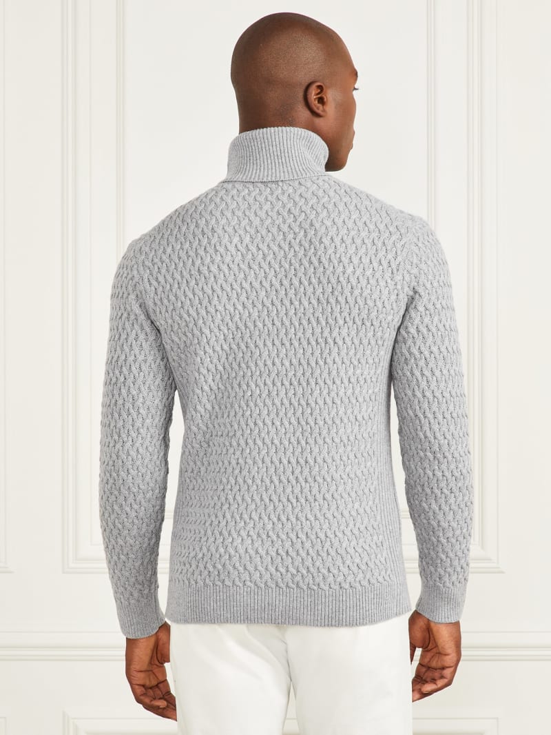 Guess Eco Basket Stitch Turtleneck Sweater - Light Stone Heather