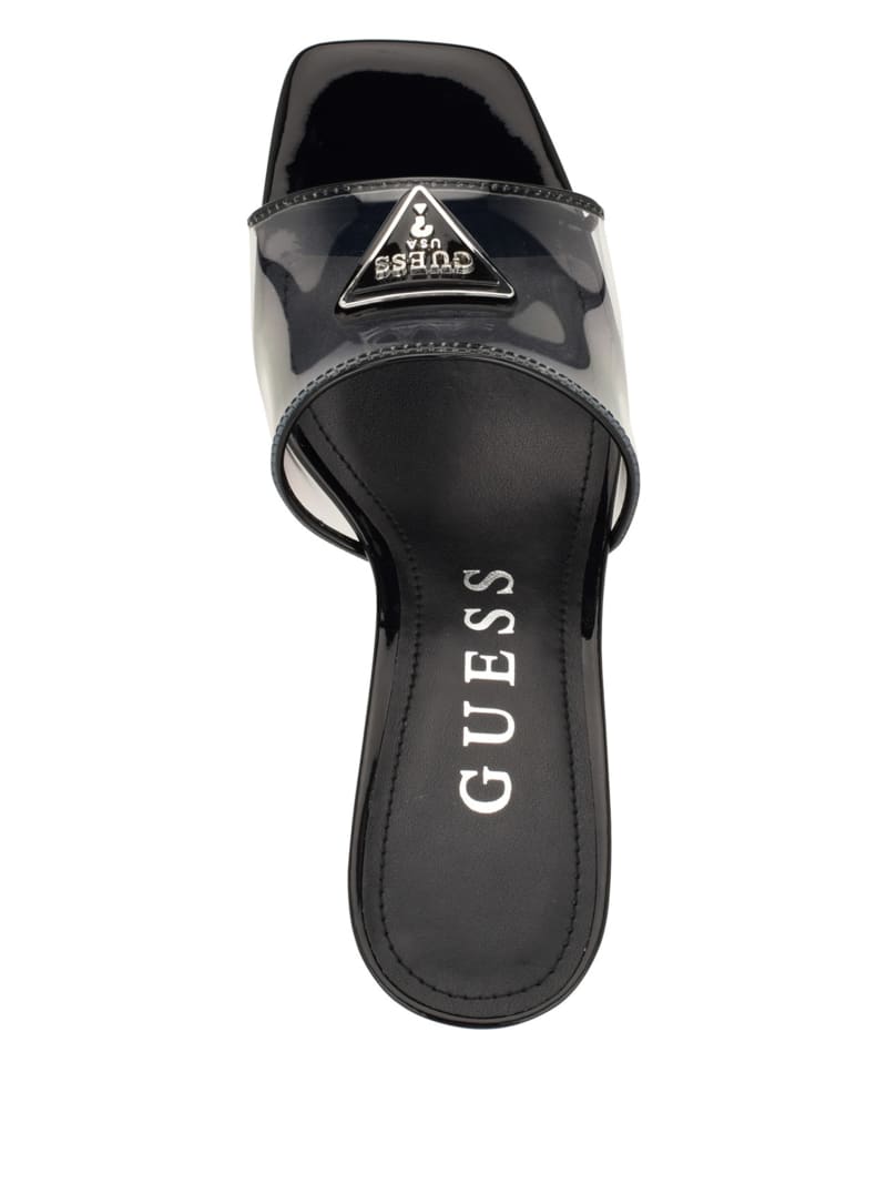 Guess Lusie Triangle Clear Kitten Mules - Black 001