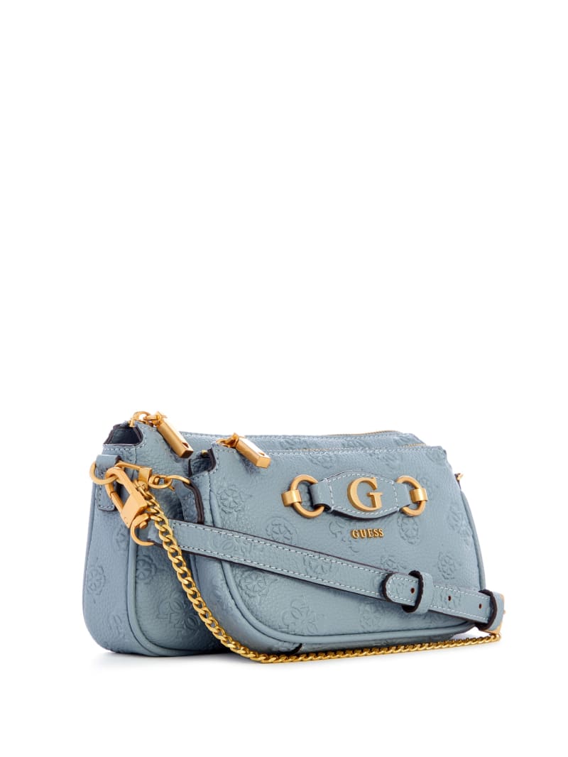 Guess Izzy Double Pouch Crossbody - Light Denim Logo