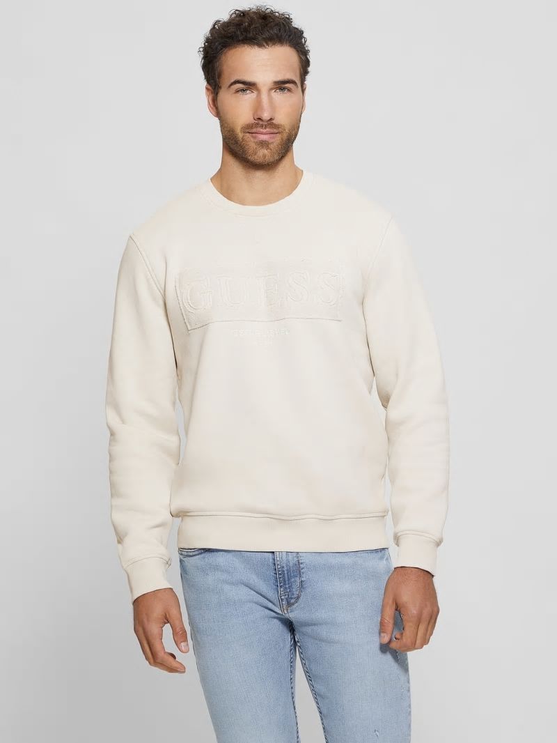 Guess Eco Beau Crewneck Fleece Sweatshirt - Muted Stone