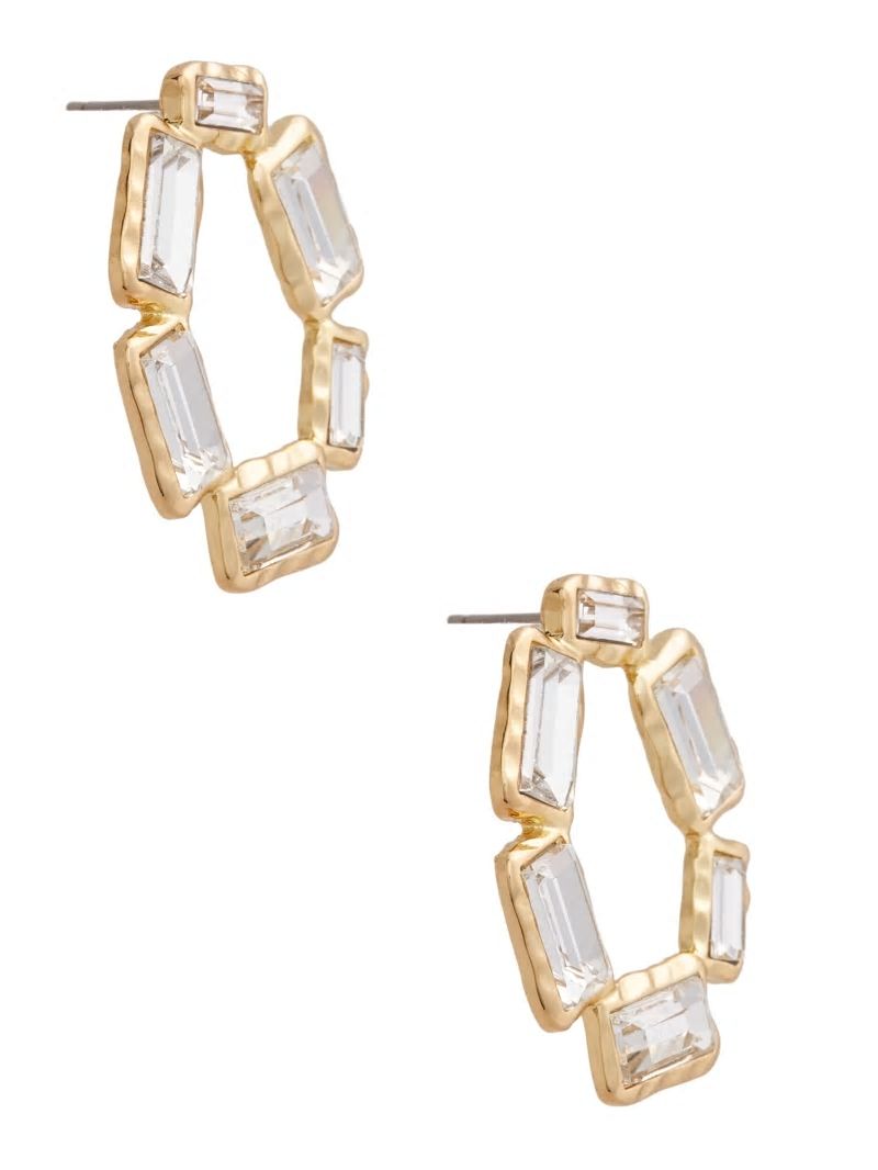 Guess Gold-Tone Baguette Open Earrings - Gold