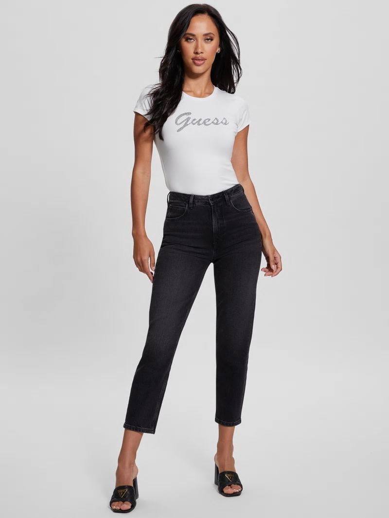 Guess Bling Signature Script Tee - Pure White