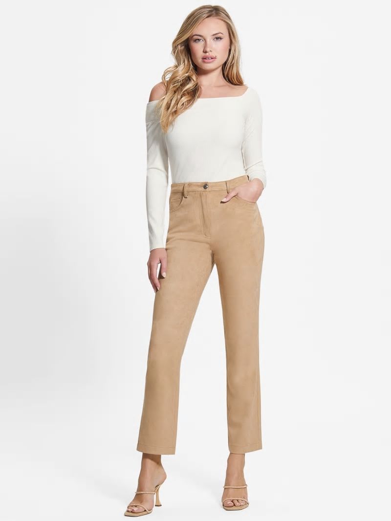 Guess Kelly Straight Pants - Wet Sand