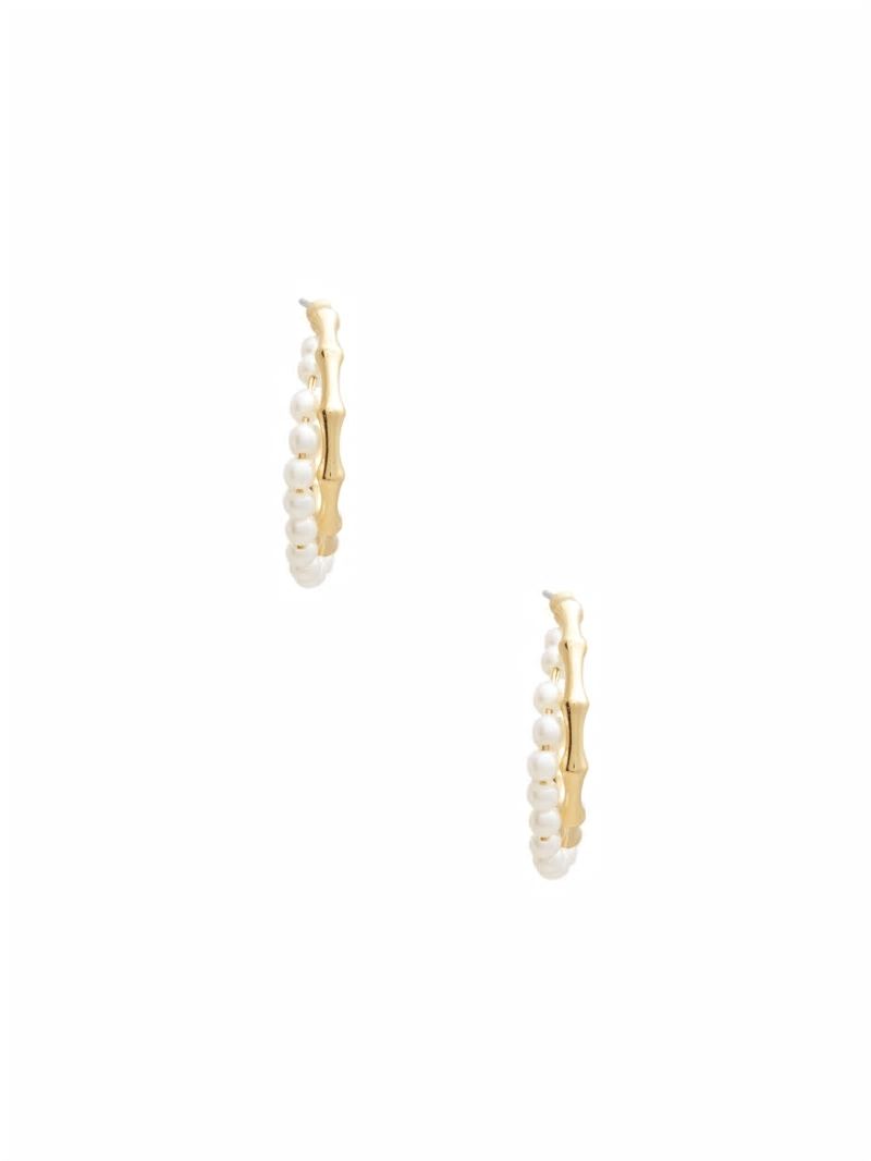 Guess 14K Gold-Tone and Pearl Hoop Earrings - Gold