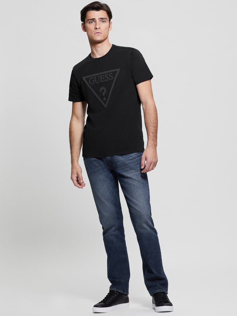 Guess Eco Embroidered Logo Tee - Black