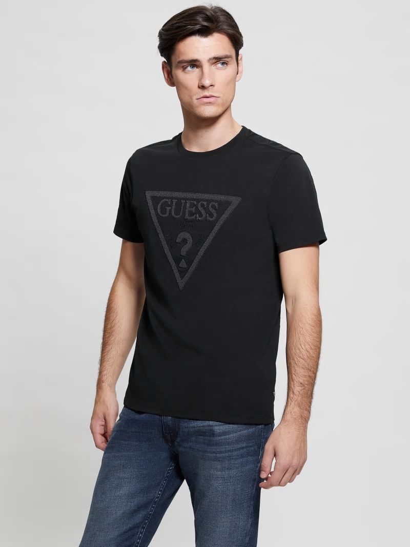 Guess Eco Embroidered Logo Tee - Black