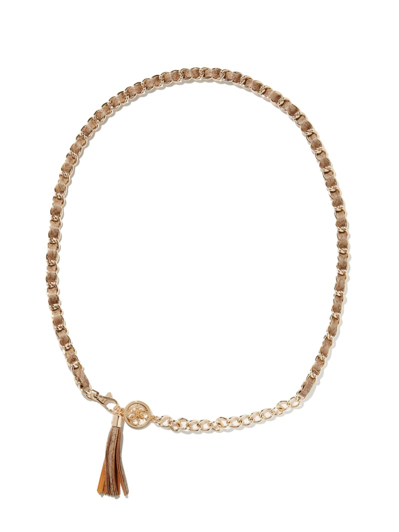 Guess Latte Logo Chain Belt - Nude