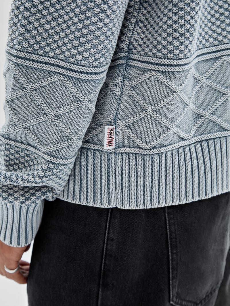 Guess GUESS Originals Cable-Knit Crewneck Sweater - Grey/Blue