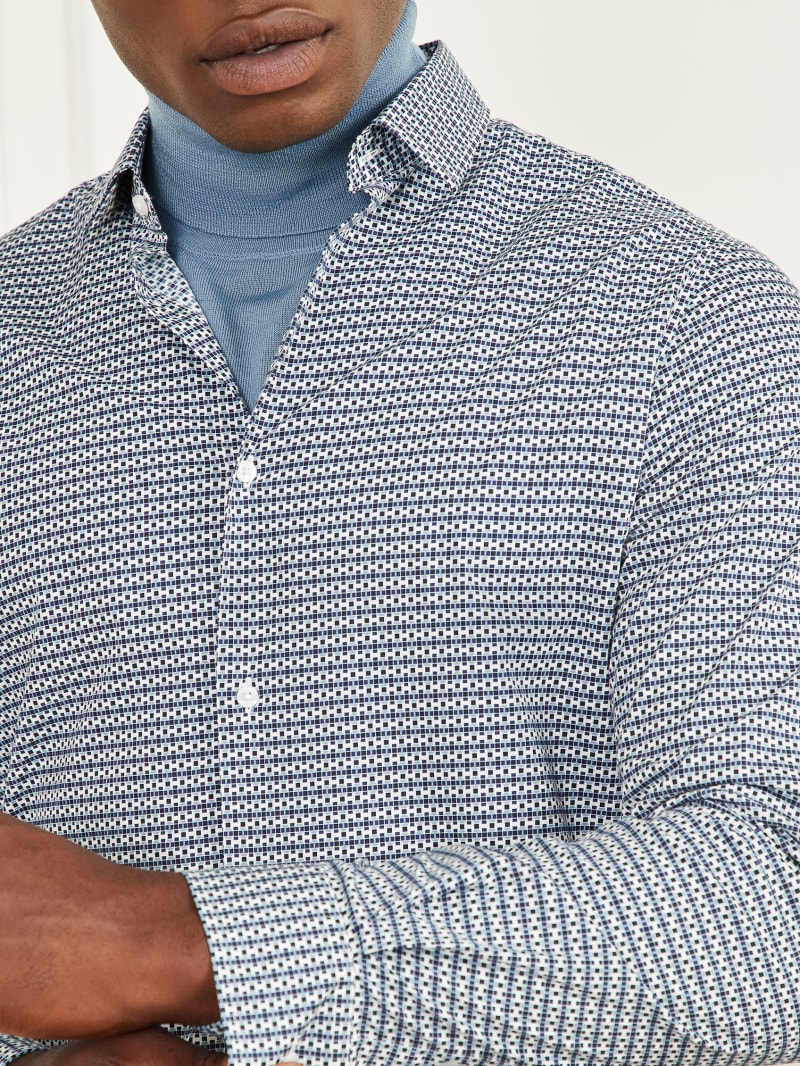 Guess Eco Benny New Collar Paul Shirt - Blue 70s Pattern Print