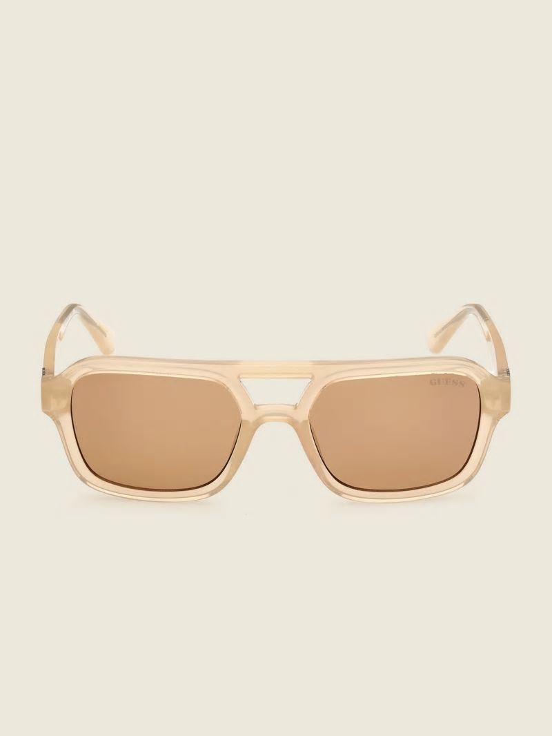Guess GUESS Originals Aviator Sunglasses - Shiny Beige / Brown