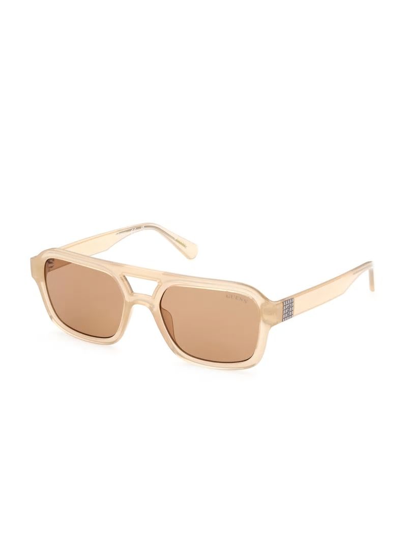 Guess GUESS Originals Aviator Sunglasses - Shiny Beige / Brown