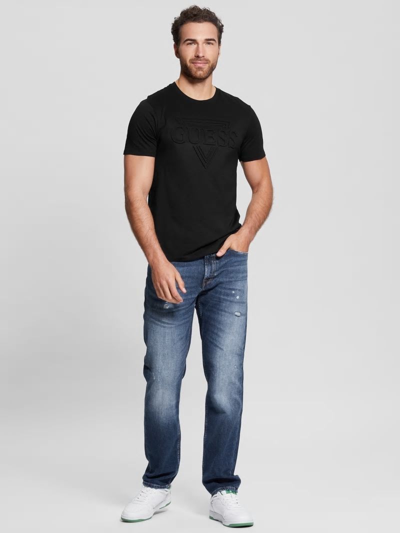 Guess Eco Embossed Logo Tee - Black