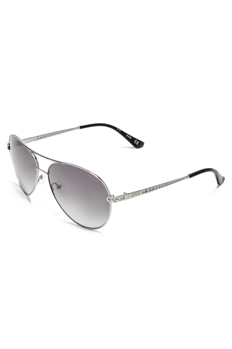 Guess Catherine Rhinestone Aviator Sunglasses - Beat Up Wash