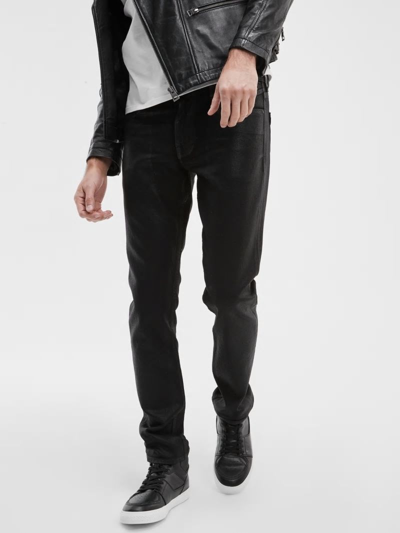 Guess Coated Tapered Jeans - Jet Black Coated