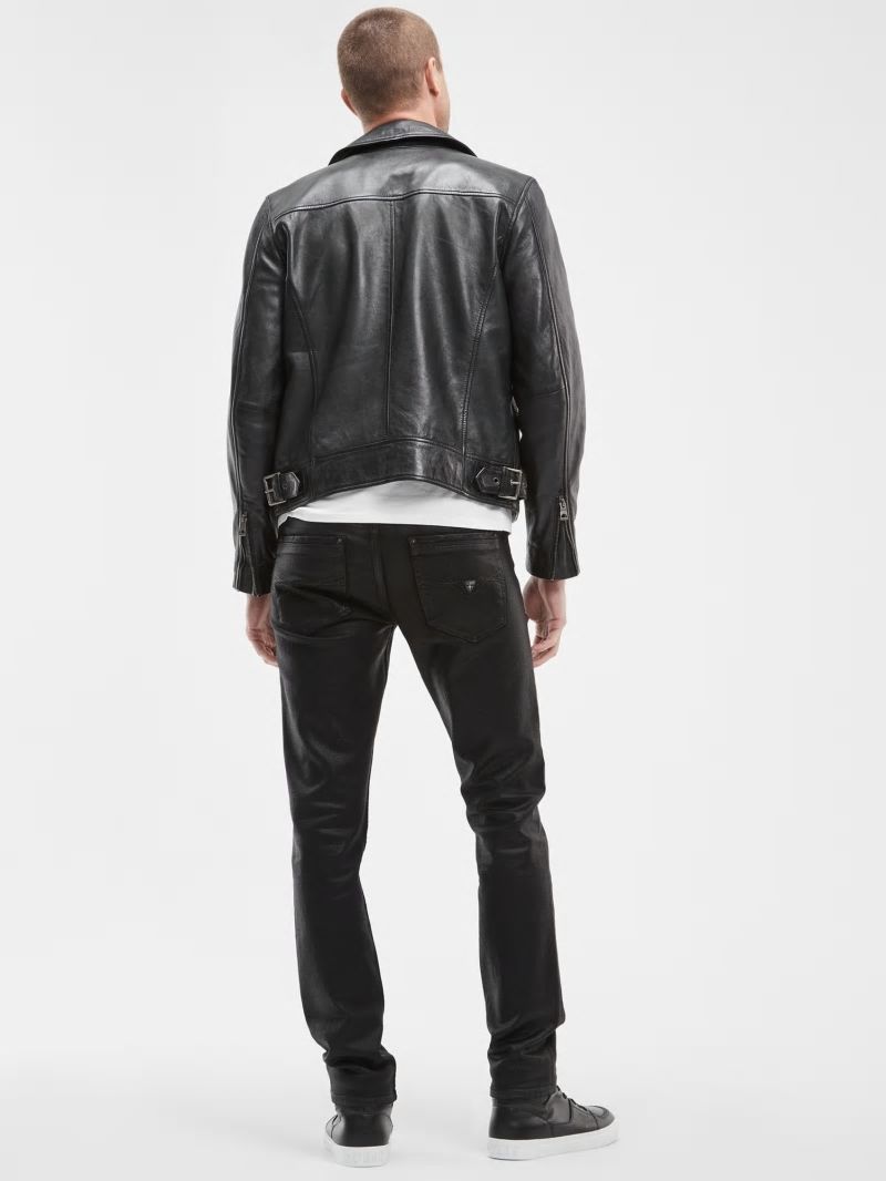 Guess Coated Tapered Jeans - Jet Black Coated