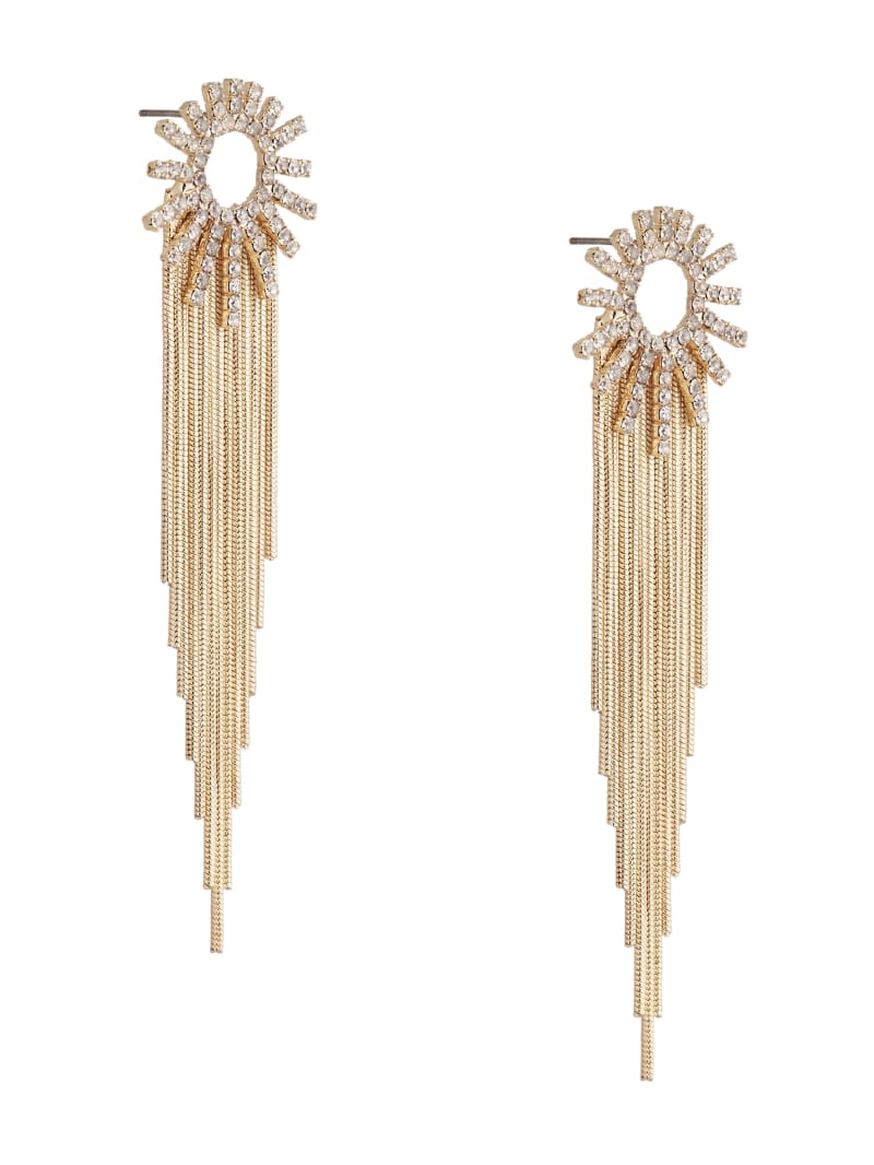 Guess 14K Gold-Plated Sunburst Fringe Earring - Silver/Gold