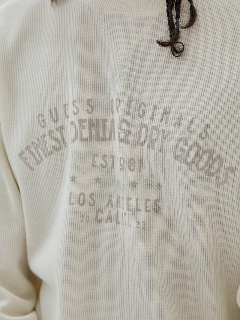 Guess GUESS Originals Printed Waffle Long-Sleeve Tee - Washed Out Black