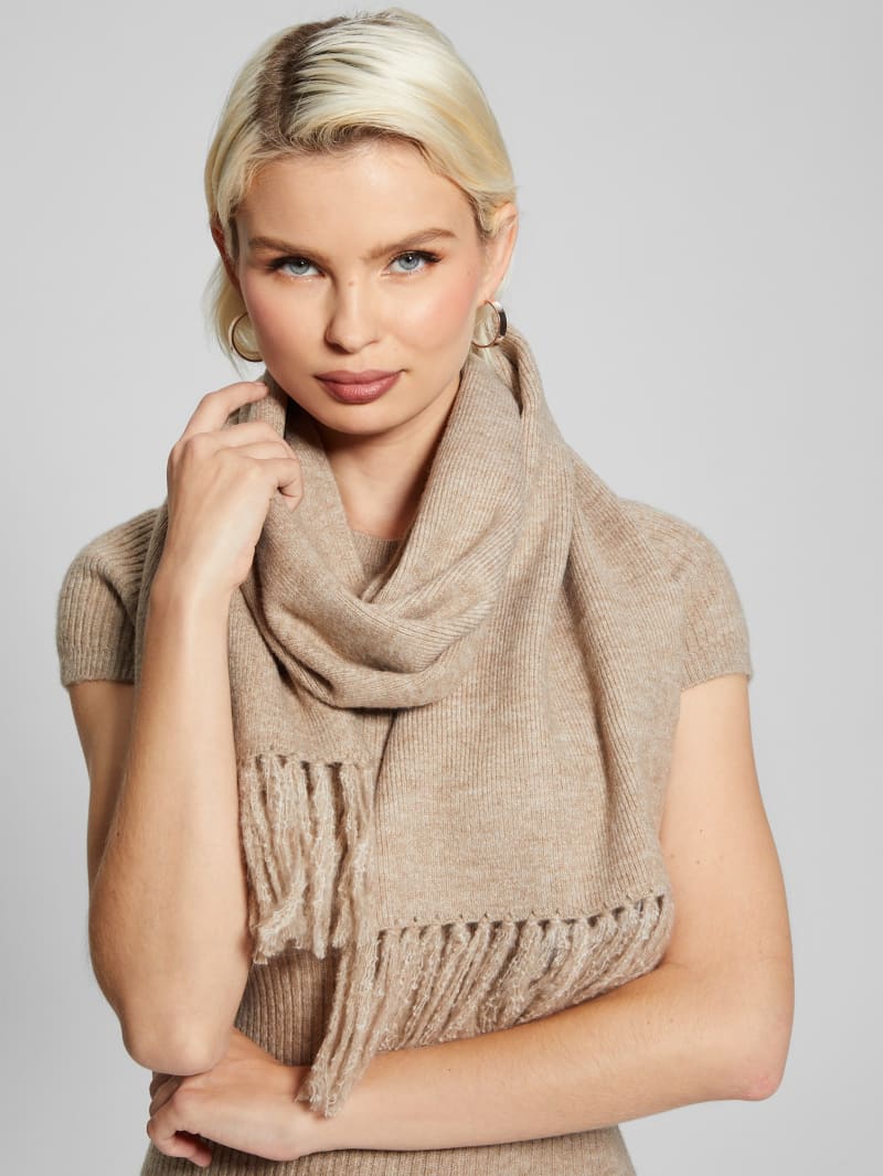 Guess Oblong Heathered Scarf - Foamy Taupe Heather Multi