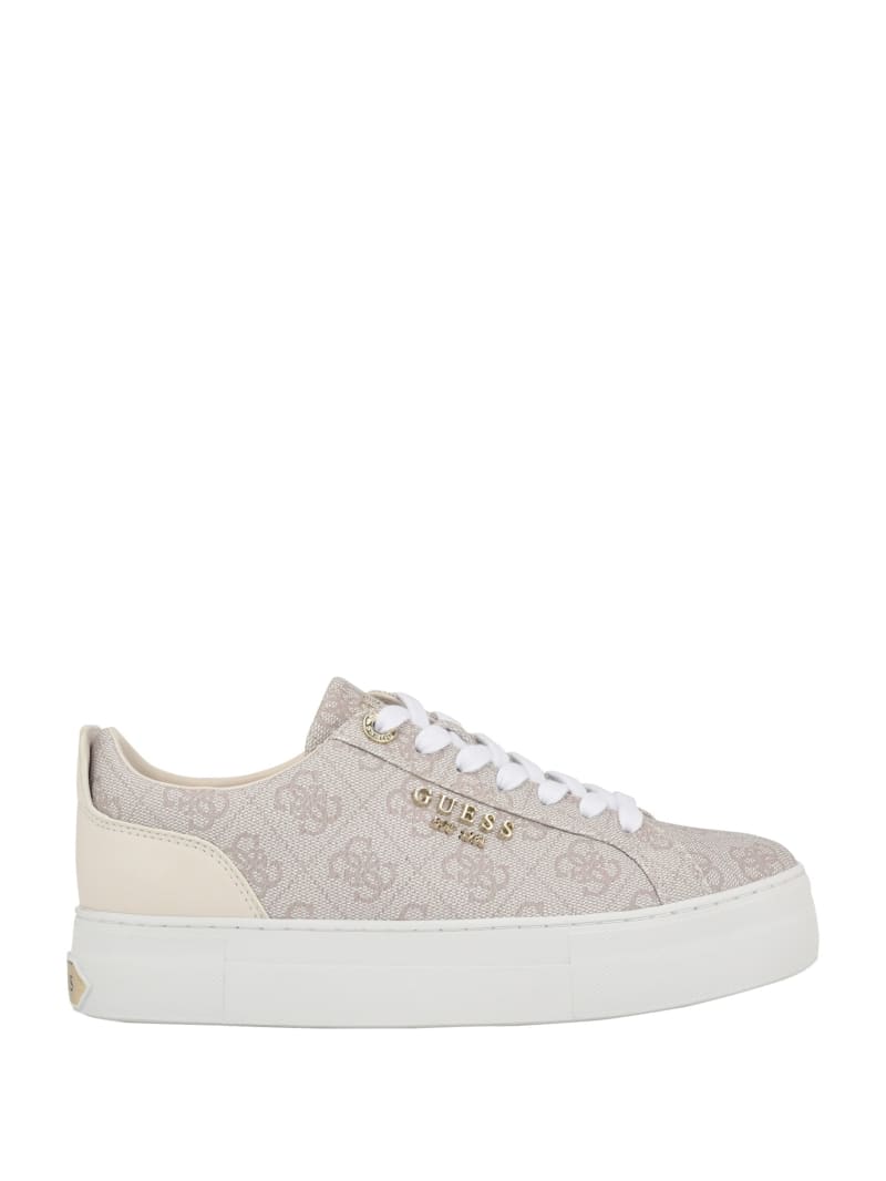 Guess Logo Print Low-Top Sneakers - Ivory 150